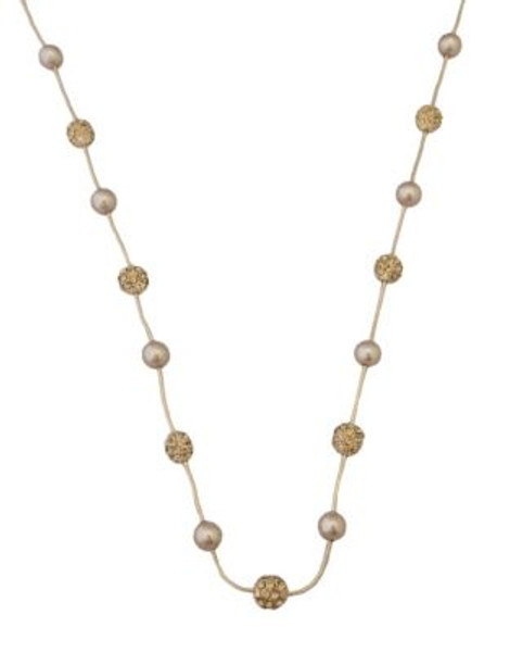 Cezanne Pearl And Fireball Station Necklace - GOLD