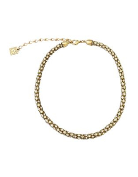 Anne Klein Stone 16In Tube Pave Necklace - GOLD