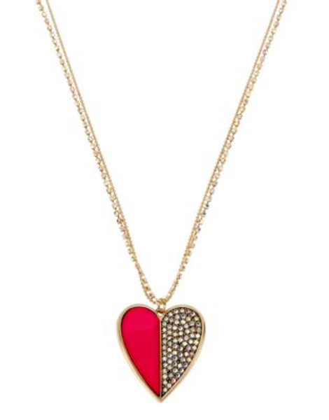 Betsey Johnson Casino Royale Pave Heart Pendant Necklace - PINK