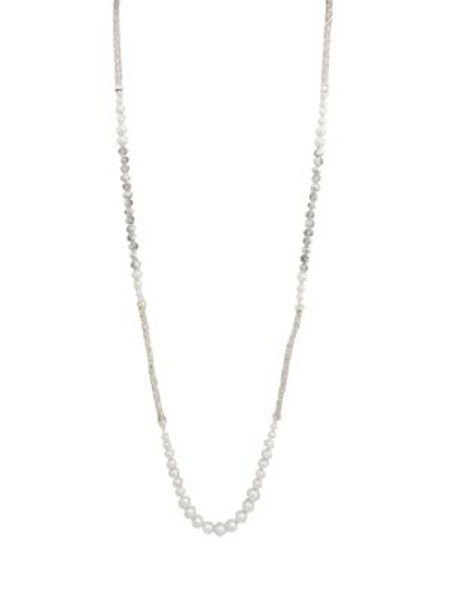 Anne Klein Pave and Beaded Strand Necklace - WHITE