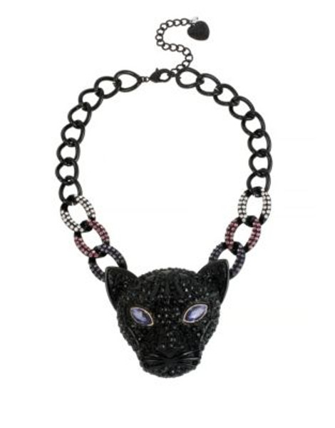 Betsey Johnson Panther Frontal Necklace - PURPLE