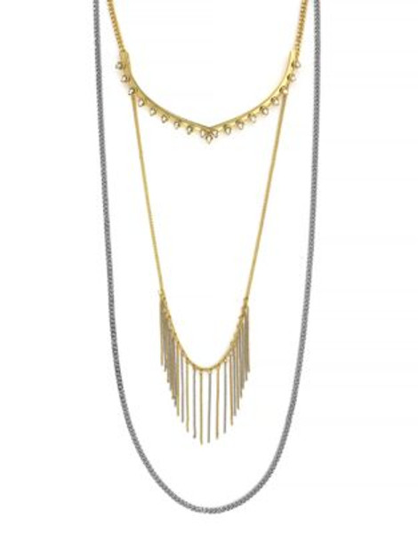 Bcbgeneration Front to Back Crystal Shard and Chain Front to Back Necklace - GOLD