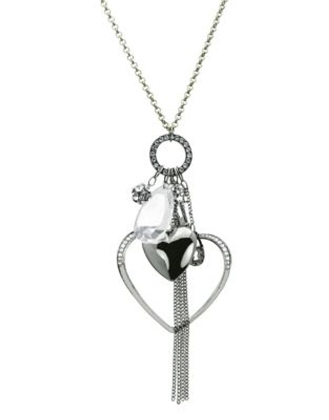Guess Double Heart Charm Necklace - SILVER