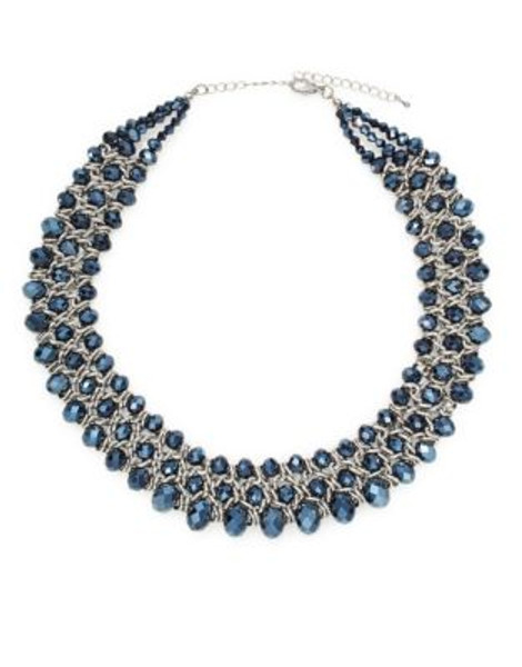 Expression Bead and Chain Collar Necklace - NAVY