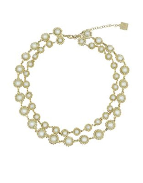 Anne Klein Two-Row Scatter Collar Necklace - PEARL