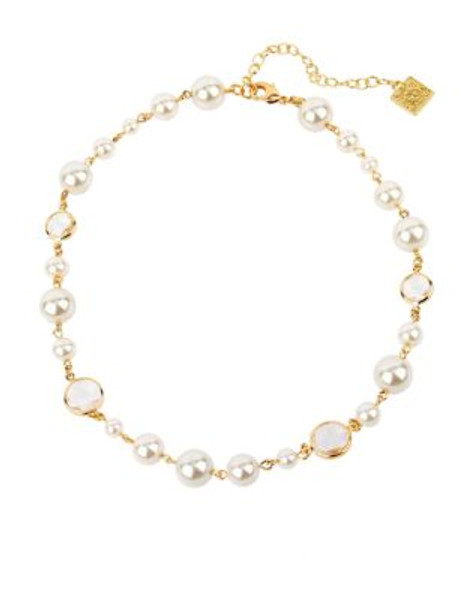 Anne Klein Faux Pearl and Stone Collar Necklace - IVORY