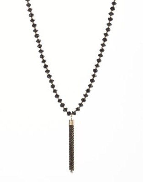Expression Tasseled Candy Bead Necklace - BLACK