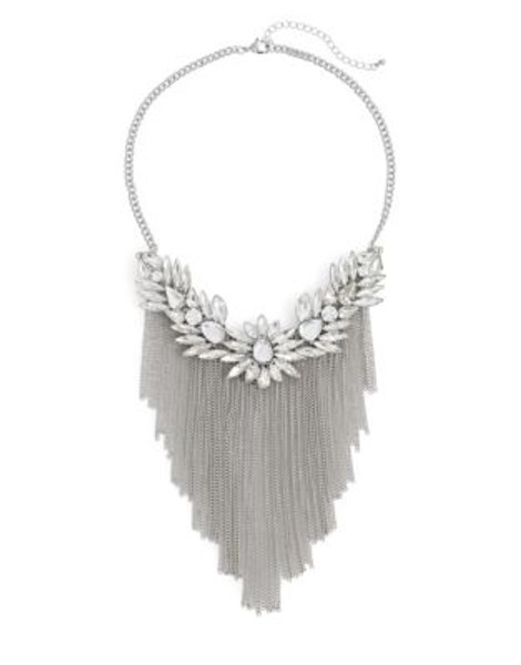 Expression Fringed Floral Layer Necklace - SILVER