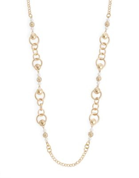 Expression Mixed Ball and Chain Necklace - BEIGE