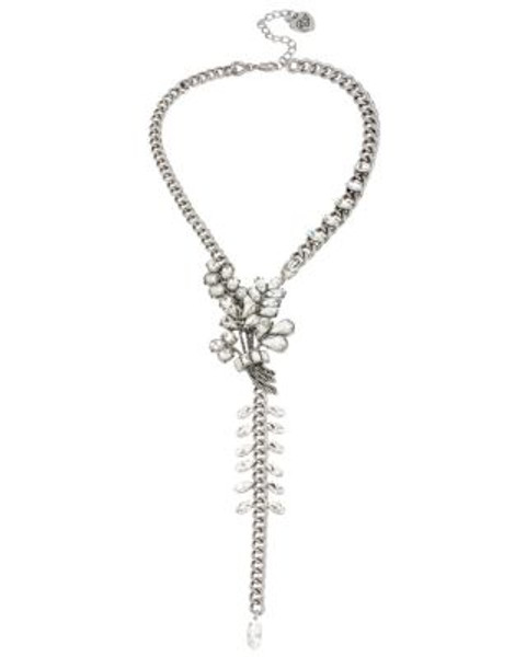 Betsey Johnson Something New Metal Y Necklace - CRYSTAL