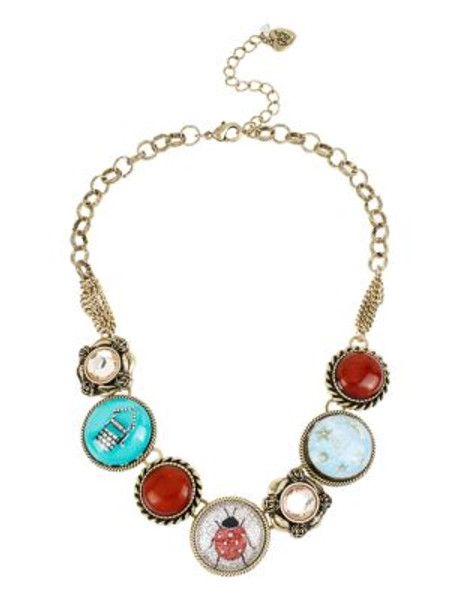 Betsey Johnson Lucky Charms Metal Plastic Necklace - RED