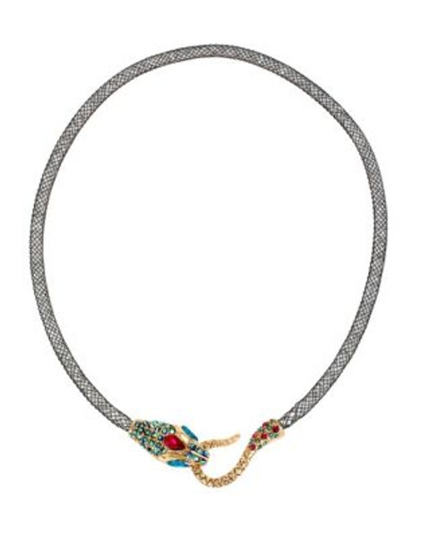 Betsey Johnson Pave Mesh Snake Collar Necklace - MULTI