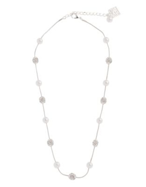 Anne Klein 16In Fireball and Pearl Necklace - PEARL