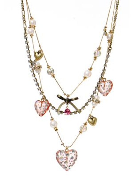 Betsey Johnson Lucite Heart Illusion Necklace - MULTI COLOURED