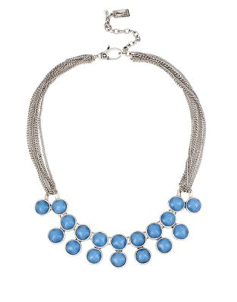 Kenneth Cole New York Moonstone Eclipse Round Stone Double Row Frontal Necklace - BLUE