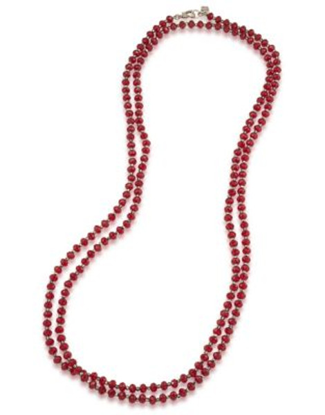 Carolee Multifaceted Bead Rope Necklace - RED