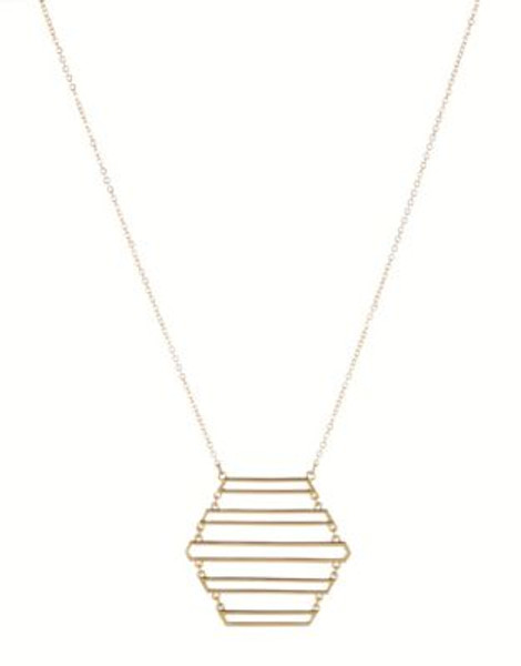 Kensie Long Flex Hexagon Pendant Necklace - GOLD