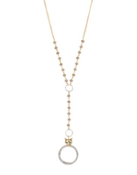 Betsey Johnson Fox Trot Fox and Pave Looking Glass Y-Shaped Necklace - CRYSTAL