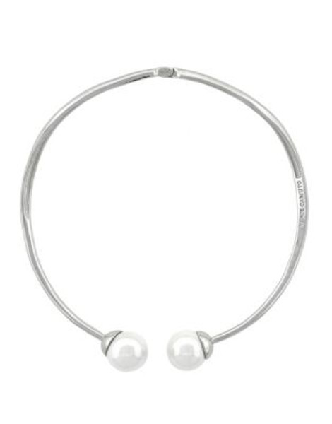 Vince Camuto Faux Pearl Hinged Collar Necklace - SILVER