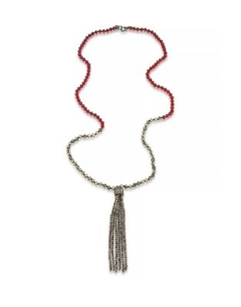 Carolee Rainbow Room Bead Tassel Necklace - RED