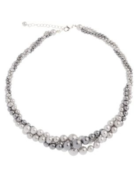 Cezanne 3 Row Pearl Twist Necklace - GREY