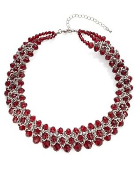Expression Three-Row Beaded Chain Necklace - RED
