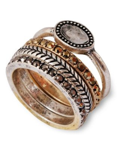 Lucky Brand Metal Semi-Precious Stone Ring - TWO TONE COLOUR - 7