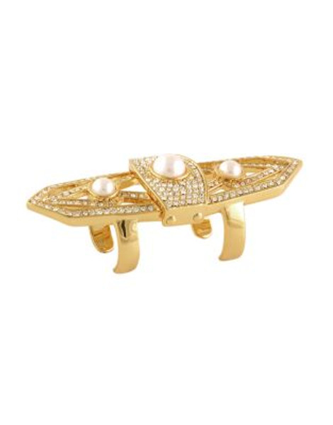 Cc Skye Pearl Moon Faux Pearl Crystal and 12K Gold-Plated Hinge Ring - GOLD - 7