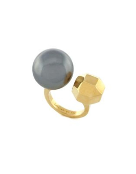 Louise Et Cie Twin Pearl Open Ring - GOLD/GREY - 7