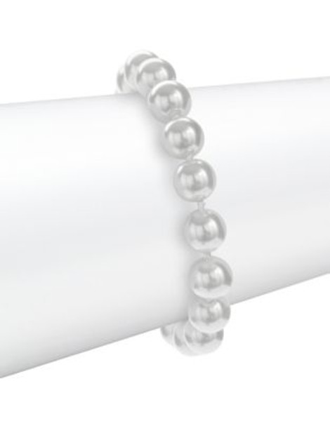 Lauren Ralph Lauren Glass Pearl Toggle Bracelet - WHITE