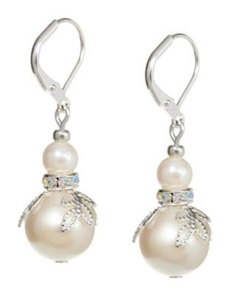 Rita D Pearl Drop Earrings with Crystal Rondelles - PEARL