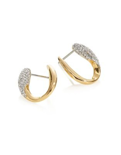Nadri Pave Goldtone Link Earrings - TWO TONE