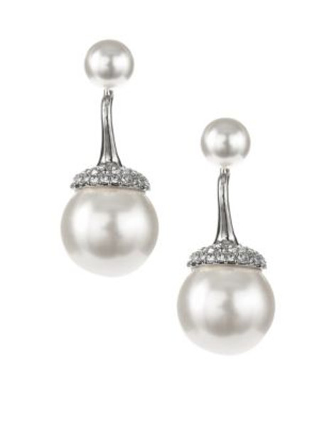 Nadri Faux Pearl Front-to-Back Earrings - SILVER