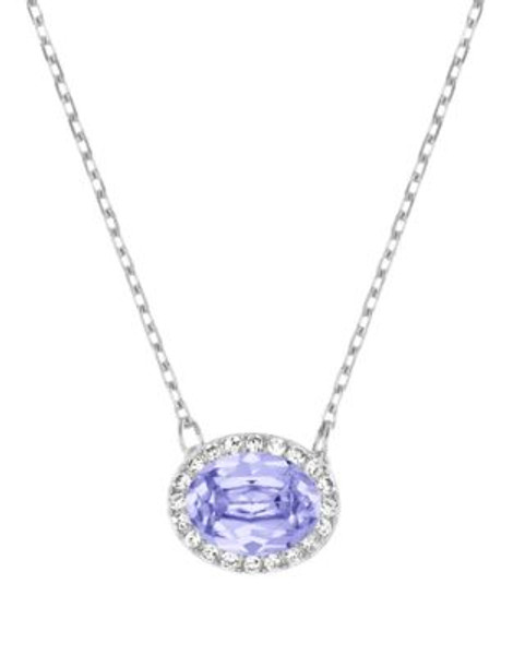 Swarovski Silver Tone Swarovski Crystal Oval Pendant Necklace - PURPLE