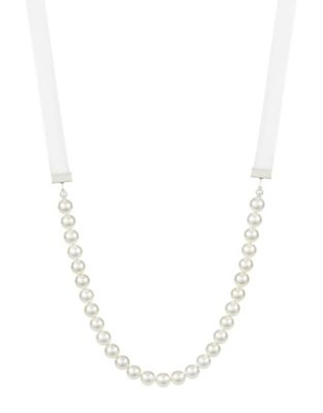 Rita D Small Pearl Ribbon Necklace - WHITE