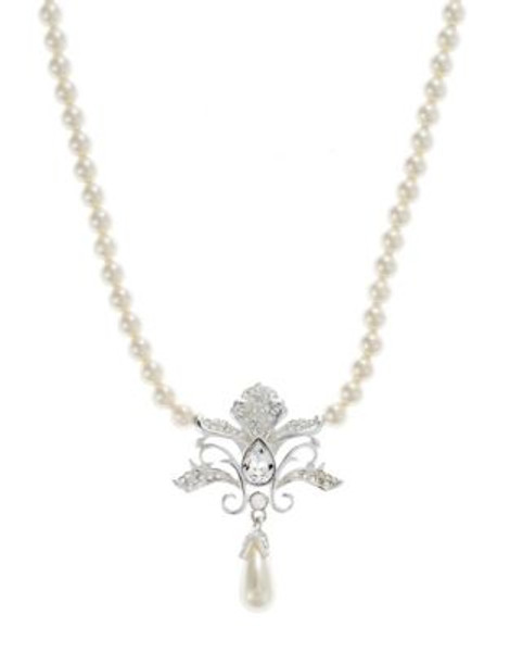 Mmcrystal Pearl Necklace with Pendant - PEARL - 1