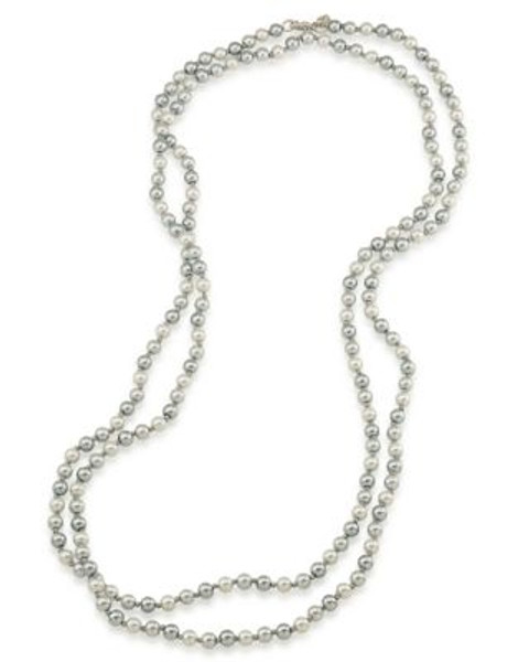 Carolee Faux Pearl Rope Necklace - GREY