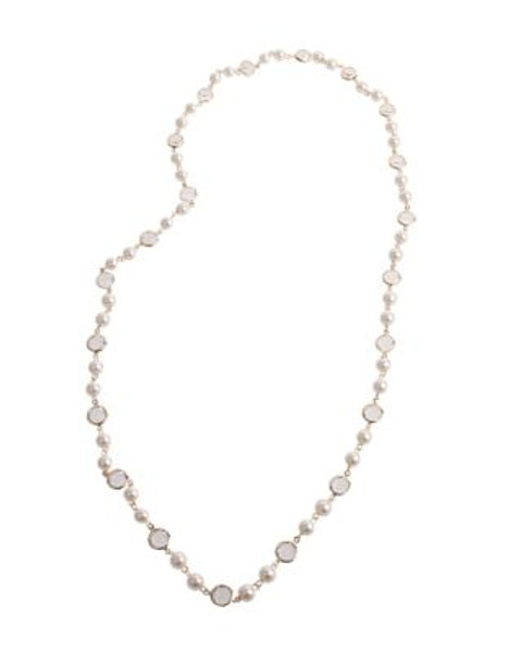 Cezanne Elongated Faux Pearl Necklace - IVORY