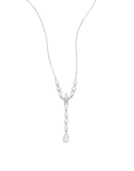 Nadri Silvertone Y-Drop Necklace - SILVER