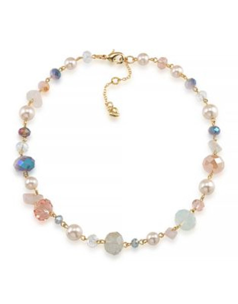 Carolee Gemstone Garden Beaded Gold Tone Necklace - MULTI COLOURED