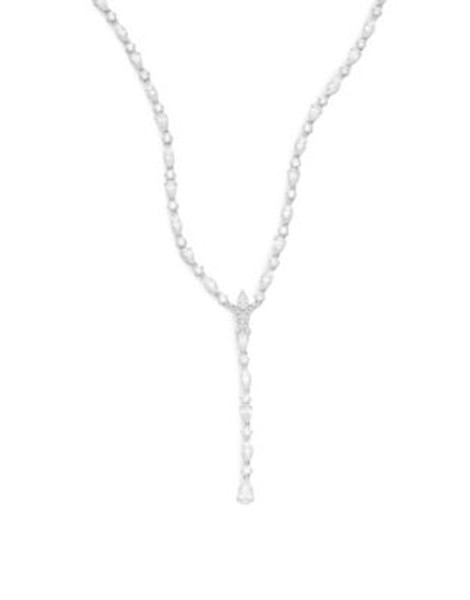 Nadri Silvertone All-Around Y-Drop Necklace - SILVER