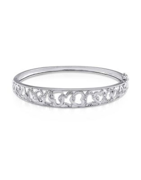 Concerto Diamond Sterling Silver Heart Bangle Bracelet - DIAMOND