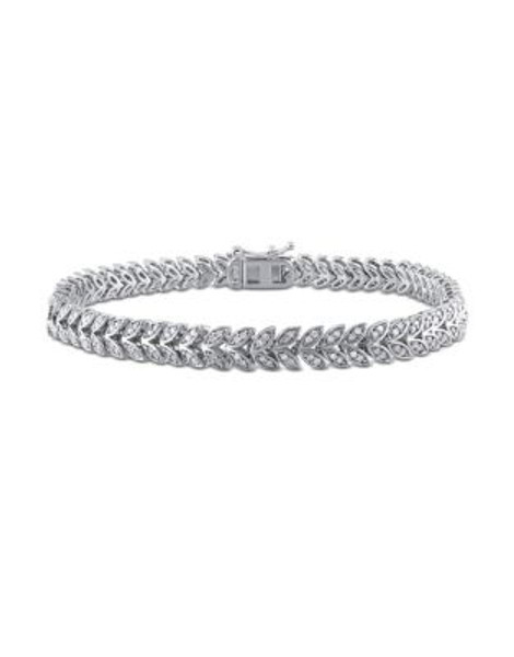 Concerto Diamond Leaf Link Sterling Silver Tennis Bracelet - DIAMOND