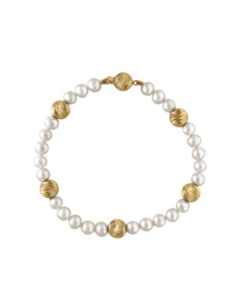 Effy Yellow Gold and Cultured Freshwater Pearl Tennis Bracelet - PEARL