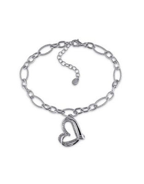 Concerto Pave Diamond Heart Sterling Silver Charm Bracelet - DIAMOND