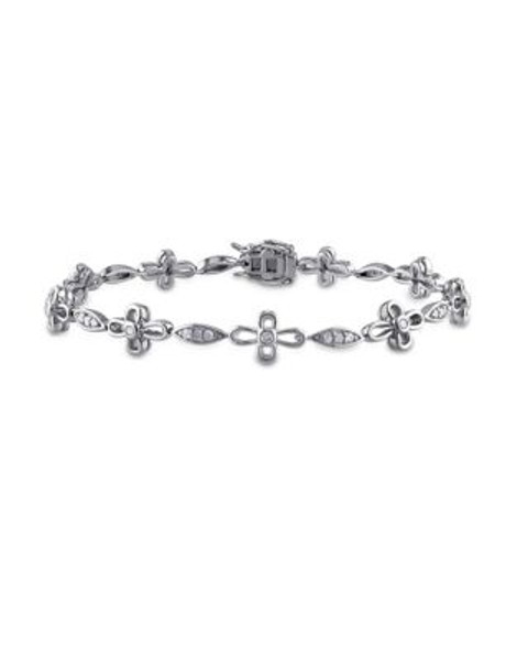 Concerto Diamond Sterling Silver Flower Link Bracelet - DIAMOND