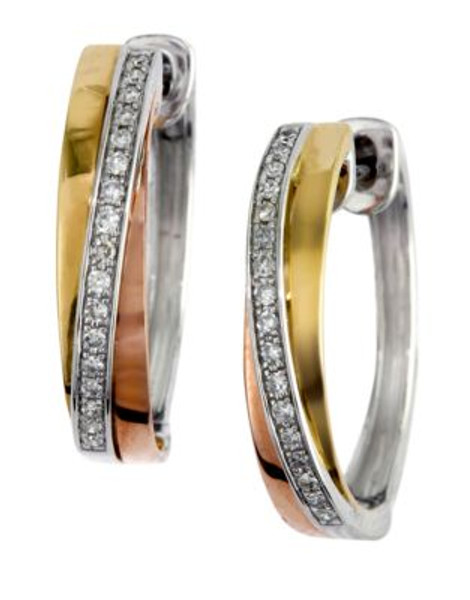 Effy 14K Tri-Colour Gold Diamond Earrings - TRI COLOUR GOLD