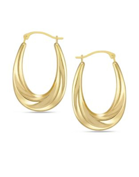 Fine Jewellery 14K Polished Oval Draped Hoop - YELLOW GOLD