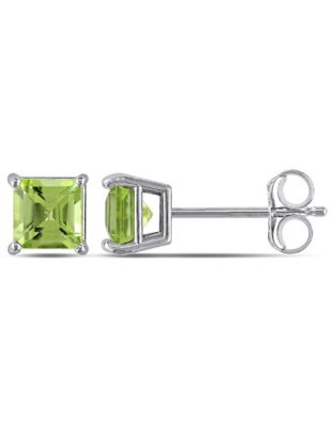 Concerto 14KW .625ct TGW 4 by 4mm Square Peridot Earrings - GREEN