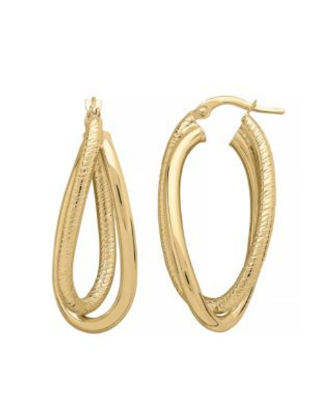 Fine Jewellery 14K Yellow Gold Crossover Tube Hoop Earrings - YELLOW GOLD